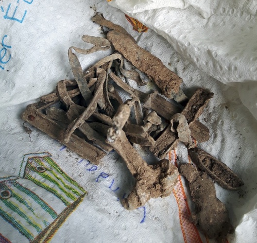 Some things were still carefully boxed and tissue wrapped as I'd left them when they were found - this wealth of medieval window lead comes from a spoil heap or two at the first site I dug on.
